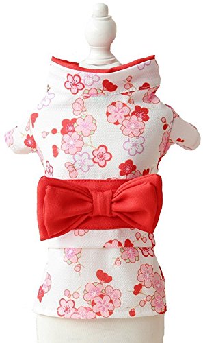 MaruPet Brocade Japanese Kimono for Girl Floral Pet Halloween Costume Bowknot Dog Dress for Small, Extra Small Dog Wiener Dog Teddy, Pug, Chihuahua, Shih Tzu, Yorkshire Terriers, Papillon