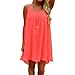 Popbop Womens Spaghetti Strap Back Howllow Out Summer Chiffon Beach Short Dress Orange