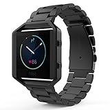 MoKo Fitbit Blaze Band , Universal Stainless Steel Watch Band Strap Bracelet with Spring Pin for for Fitbit Blaze Smart Fitness Watch, Frame NOT Included - BLACK