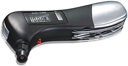 Digital Tire Pressure Gauge 150 PSI 4 Settings Accurate Heavy Duty with 9 in 1 Rescue Tools of LED Flashlight,Glass Hammer,Seatbelt Cutter,Screw Drivers,Scissors and Pliers for Car Automative