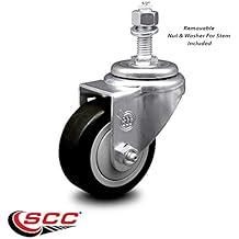 Black Polyurethane Swivel Threaded Stem Caster w/4