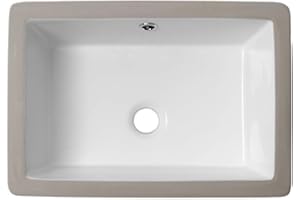 Lordear Undermount Bathroom Sink 17x12 Inch Bathroom Vanity Sinks Undermount Rectangle Pure White Porcelain Ceramic Bath Lavatory Vanity Sink Basin with Overflow