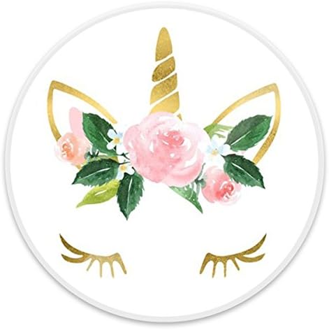 Multi-Function Phone Mount Stand,Expanding Stand Grip Pop Mount Socket for Smartphones, iPhone and Tablets - Floral Gold Unicorn White