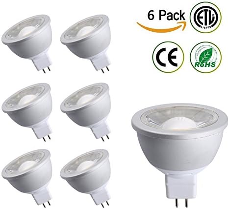 Drart Led Dimmable Bulb Spotlight Cob 7W MR16 12V Halogen Lights, 65W Replacement Halogen Bulbs,6000k(6 Pack)