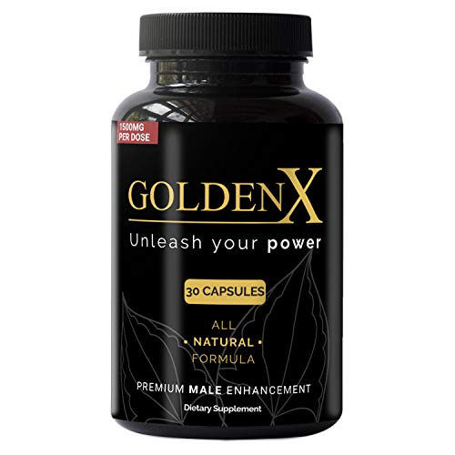 Golden X Pill 30 Count Bottle - Horny Goat Weed - Tongkat Ali - Korean Ginseng Tribulus - All Natural Male Enhancement Herbal Supplement to Boost Stamina, Endurance, Performance and Libido