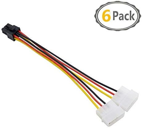 Anxus PCI Express 6 Pin to 2 x 4 Pin Molex Cable for powering a Video Graphics Card from a PSU Without a PCI Power Connection,ETH ZEC GPU Mining Splitter Power Extension Cable. (6 Pcs)