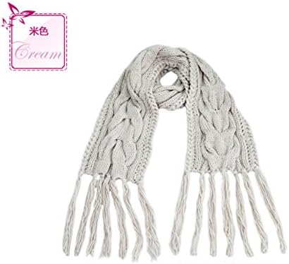 HYP Winter scarf Shawl Girl warm solid color fringed 240X30+30X2cm, beige