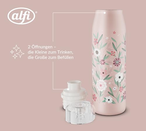 alfi Kids ISO Bottle 500 ml, Pink Pastel, Children's Insulated Drinking Bottle, Stainless Steel, Completely Leak-proof with Screw Cap, Keeps Hot for 12 Hours, Cold for 24 Hours, Drinking Bottle for Carbonated Drinks, BPA-Free
