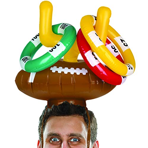 Wembley Inflatable Football Ring Toss Party Hat Game with 3 Score Rings and Football Gridiron Goal, Perfect for Super Bowl, Tailgate Parties, College Games, Head-to-Head Team Play for All Ages