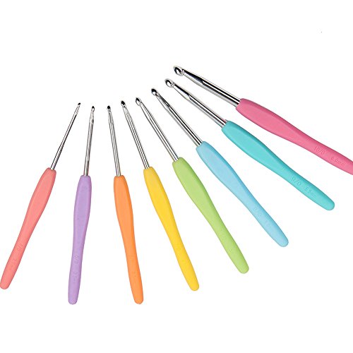 Crochet Hook with Case-Soft Crochet Hooks -Knitting Needles Ergonomic Handles Aluminum Multicolor for Arthritic Hands- Knitting Tools (52pcs)