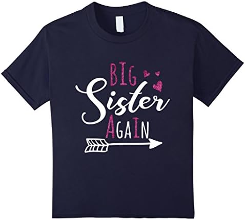 Kids Funy big sister again tshirt for little girl 6 Navy
