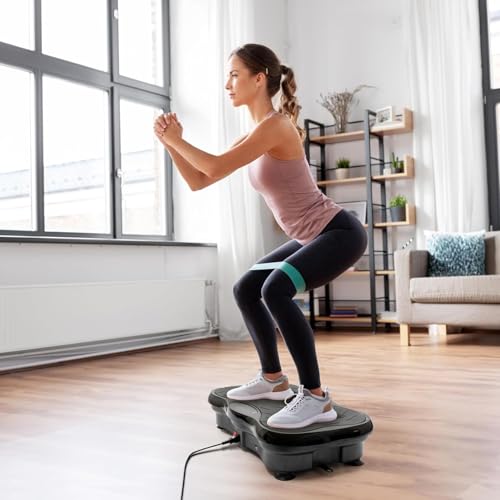 LBOYLOVE® Vibration Plate Exercise Machine，Lymphatic Drainage Machine for Weight Loss For Whole Body Workout, Vibration Fitness Trainer, Compact Designed Power Plate With Resistance Cords