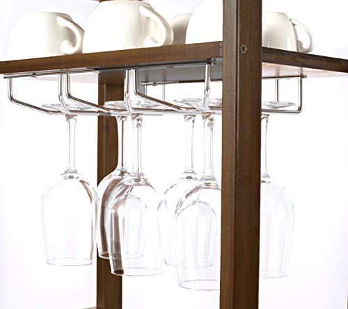 URFORESTIC Bamboo Wine Rack Free Standing Wine Holder Display Shelves with Glass Holder Rack, 16 Bottles Stackable Capacity for Home Kitchen (Retro...) - Thumbnail 4
