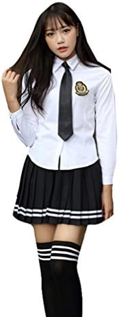 Beautifulfashionlife Women's Top and Plaid Skirt Costumes Fancy Dress Uniform Set