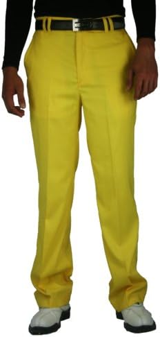 CaPantzzi Men's Stretch Flat Front Pants - Yellow - 34