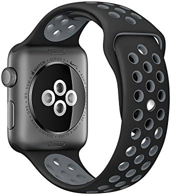 UDAODFA 42MM Silicone Replacement Sport Band for Apple Watch Series 1 Series 2 Sport&amp;Edition M/L Size (Black / Gray)