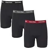 Calvin Klein Men's 3-Pack Cotton Stretch Boxer Brief, Large, Black/Red