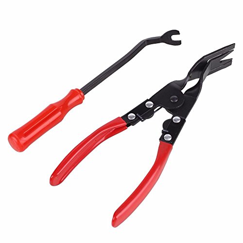 KINGLAKE 2 Pcs Steel Car Door Trim Panel Clip Remover Plier Fastener Remover Tool Set