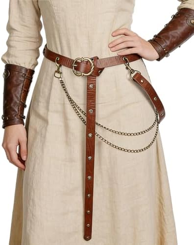 Faux Leather Medieval Chain Belt, Vintage Thin Belt for Dresses HiiFeuer Medieval DIY Faux Leather Metal Chain Belt Ghana | Ubuy main image 4