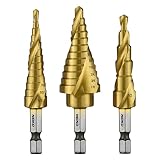 Neiko 10181A Quick Change HSS Titanium Coated Spiral Grooved Step Drill Bit 3-Piece Set | 31 Step Sizes in One Kit