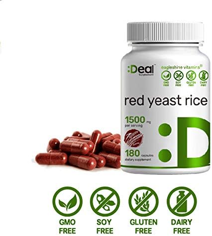 Deal Supplement Red Yeast Rice 1500 mg Capsules, 180 Count ...