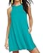 Sarin Mathews Women's Halter Neck Sleeveless Casual Swing T-Shirt Loose Dress Acidblue XL