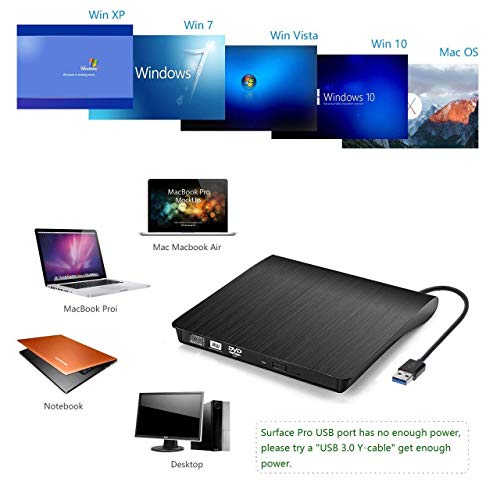 External CD Drive, Devancy Ultra-Slim USB 3.0 External DVD Drive, CD/DVD-RW Drive, DVD/CD ROM Rewriter Burner Writer, High Speed Data Transfer for Laptop Desktops Win 7, 8, 10, Mac OS and Linux OS