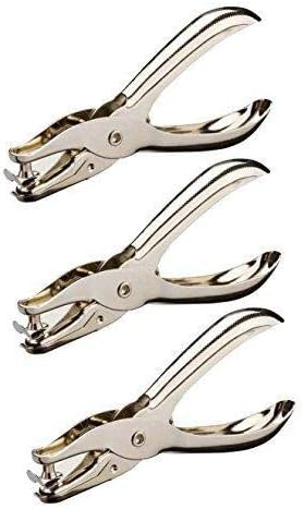 CDOFFICE 3 Pcs Hand Punch Metal Hole Punchers Single Hole Punch Paper Puncher for School, Home and Office (1/4 inch Hole)
