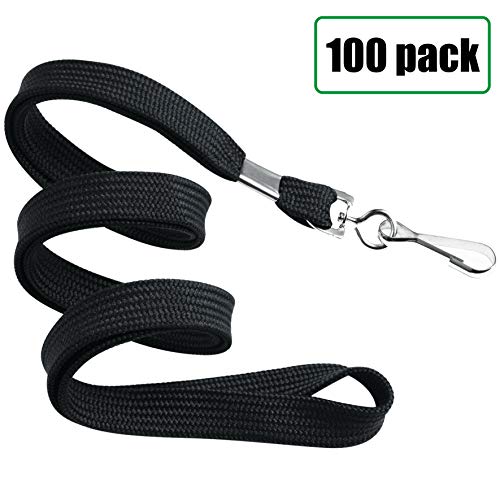 EcoEarth Lanyard (Preimum Tier) (100 Pack Flat Non-Breakaway w Hook) Black Lanyards for ID Badges, Badge Lanyard, ID Lanyard, Name Tag Lanyard ID Holder, Cruise Lanyard, Bulk Lanyard, ID Badge Pack - Thumbnail 7