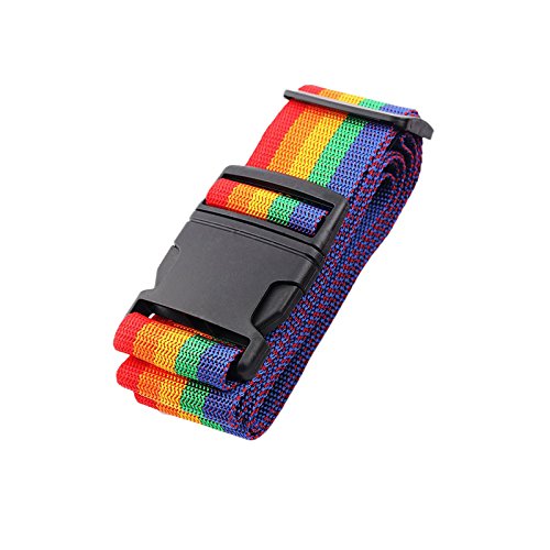 SunTrade 1 Piece Adjustable Travel Luggage Packing Belt,Suitcase Strap,8 Colors to Choose (Rainbow)
