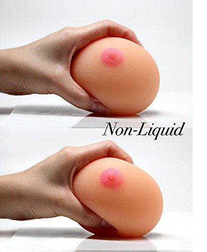 Stress Relief Reliever Tricky Toys Hand Exerciser Joke Toy Ball Fake Breast Silicone Squeeze Boob Boobies Joke Gift for Boyfriend or Husband or Impressed Gag Toy at Party Gatherings