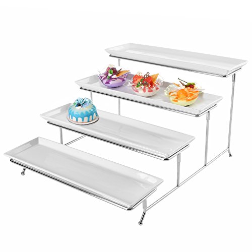 4 Tier White Ceramic Party Serving Platter / Food Display Trays on
