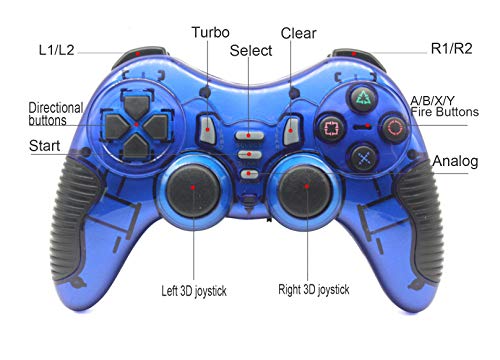 C-Zone 6 in 1 2.4G Wireless Technology Gamepad/Game Controller for PC/PS1/PS2/PS3/PC360/Android TV/TV Box/PC/Tablet-Blue
