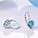 GULICX Girls Silver Tone Prong Cubic Zirconia Heart Pierced Drop Huggie Earrings Light Blue