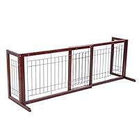 PETSJOY Dog Gate Freestanding Adjustable Indoor Pet Fence Pet Gate with Solid Construction
