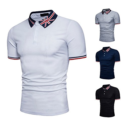 SMALLE◕‿◕ 2019 Men's Shirt,Summer Flag Print Sports Pullover Short Sleeve Casual Top-‘Independence Day’ Line White