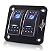 MICTUNING 2 Gang Rocker Switch Panel with Blue LED Light 12 24V 5 Pin On Off Toggle Switch for Car Boat Trunk