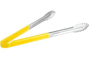 OCS PARTS OCS Pro Series 16" Stainless Steel Color Coded Grilling Tongs | Yellow| All Purpose Kitchen Utensil Metal Tongs for Home and Commercial Kitchen, BBQ, Cooking, Serving, Salad, Grilling, and More