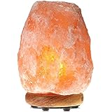 Himalayan Glow WBM 1002 large Salt lamp. ETL Certified himalayan pink salt lamp with Neem Wood Base/salt lamp light bulbs and Dimmer Control, Crystal, 9" x 5" x 5", 8-11 LBS