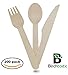 Wooden Disposable Cutlery Set - 200pcs 100 Forks, 50 Spoons, 50 Knives 6.25