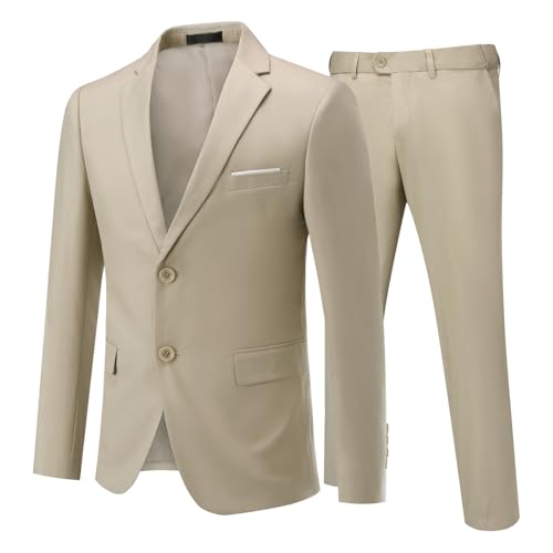 Allthemen Anzug Herren Anzug 2 Teilig Slim Fit Herrenanzug Hochzeit Anzüge Herren Modern Sakko Für Business Beige 3Xl