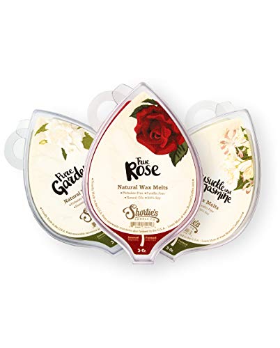 Shortie's Candle Company Sojawachs, natürlich, blumig, verschiedene Packungen, 3 stark duftende 85 ml Riegel – Gardenie, echte Rose, Geißblatt-Jasmin 