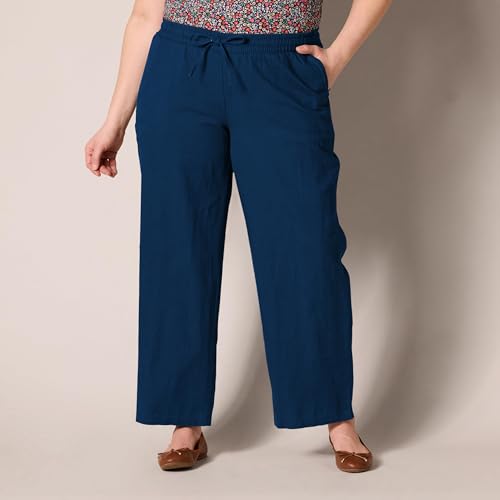 Amazon Essentials Women's Loose-Fit Drawstring Linen Blend Wide Leg Pants (Available in Plus Size)