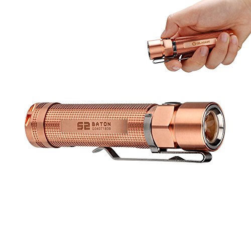 Olight EDC Flashlight 950 Lumens S2 Baton Solid Copper CU Cree LED Handheld Flashlight for Every Day Carry Jogging Biking Camping Backpacking Night Fishing Rafting Riding BBQ Blackouts Emergency