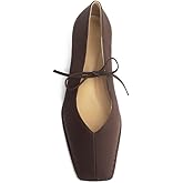 Square Toe Ballet Flats for Women Lace Up Blanket Stitch Sole Sewing Shoes Comfortable Casual Mary Jane Ballerina Flats