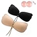 Rosmax Backless Strapless Bra, Self Adhesive Sticky Silicone, Beige, Size E Cup