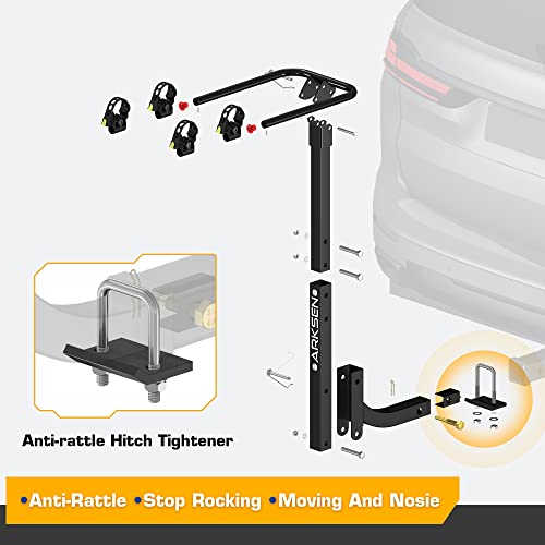 ARKSEN 2 Bike Rack, Heavy Duty Bicycle Carrier, Rear Hitch Mount with 2