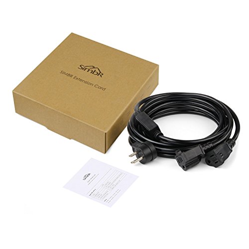 SIMBR Outdoor Extension Cord 3 Prong, 15 FT Extension Splitter, Flat