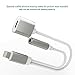 2 in 1 Lightning Adapter for iPhone 7/7 Plus [Silver],IKHISHI iPhone Splitter ,2-Port Lightning Headphone Audio and Charger Adapter for iPhone 7/7 Plus and More