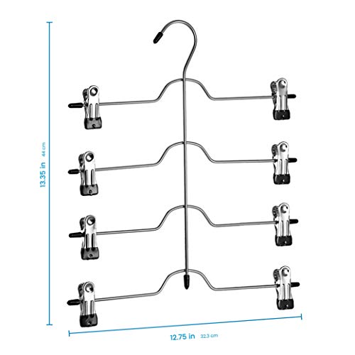 Zober 4Tier Skirt Hangers with Clips Metal, NonSlip Space Saving
